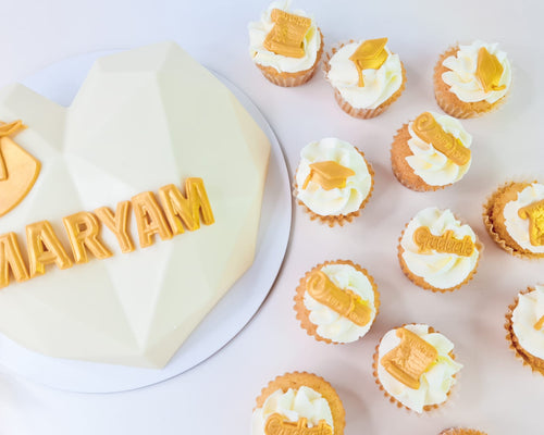 Graduation Breakable Heart with mini cupcakes